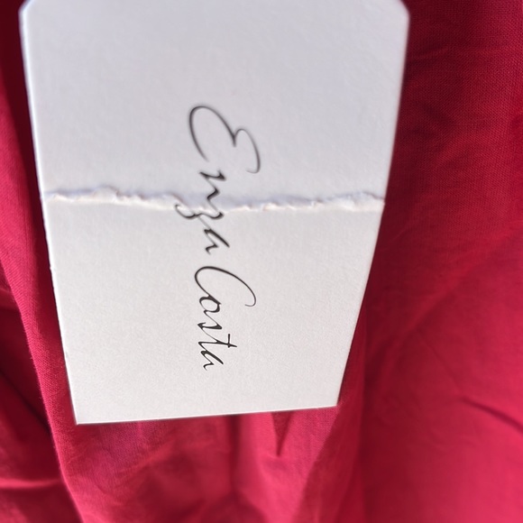 Enza Costa top with puff sleeve top and full length skirt in Fushia Red - Picture 3 of 6